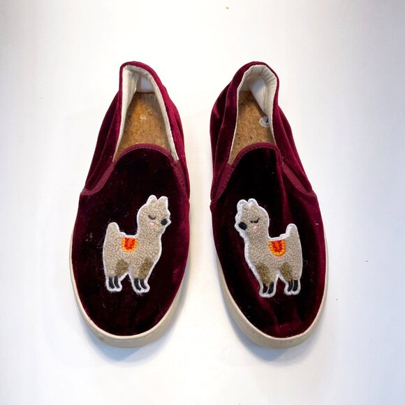Soludos Red Velvet Llama Sneakers, Size 9 - Picture 2 of 8